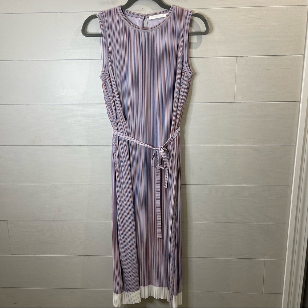 Boss Purple Sheath Midi Dress Sleeveless Crew Neck